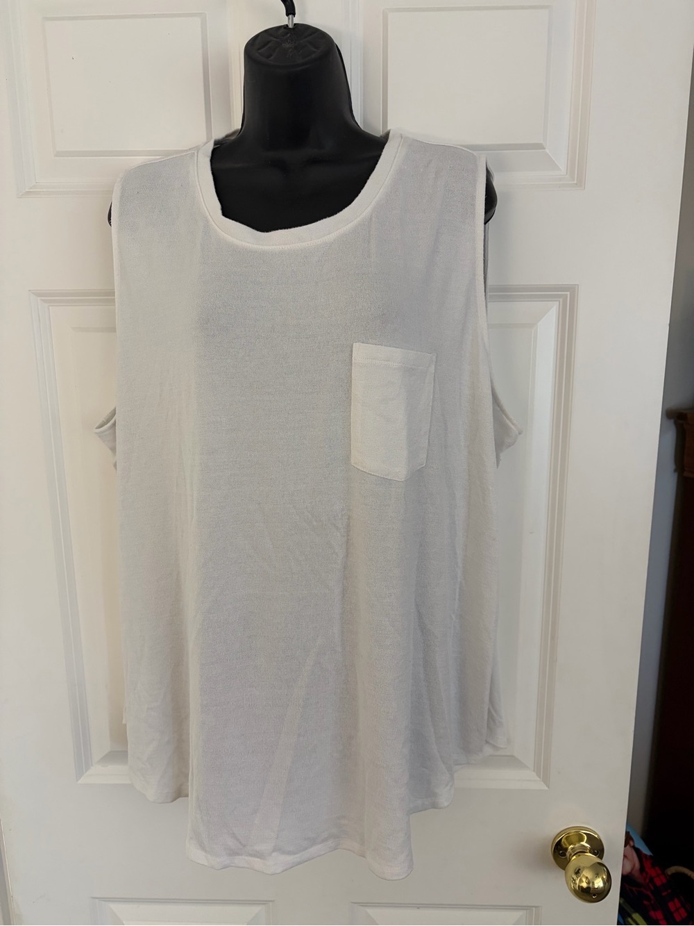 White Sleeveless Pocket Tank